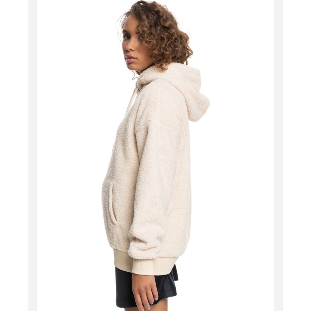 Roxy Sherpa Furry Hoodie with Zipper Ivory size Large